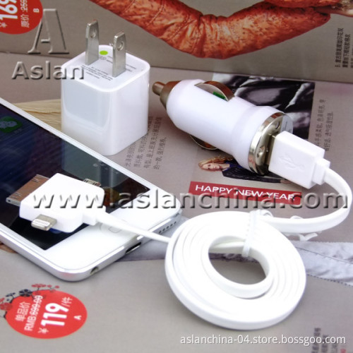 Newest USB Cable +USB Adapter+ USB Car Adapter Cellphone Charger (AK-050)